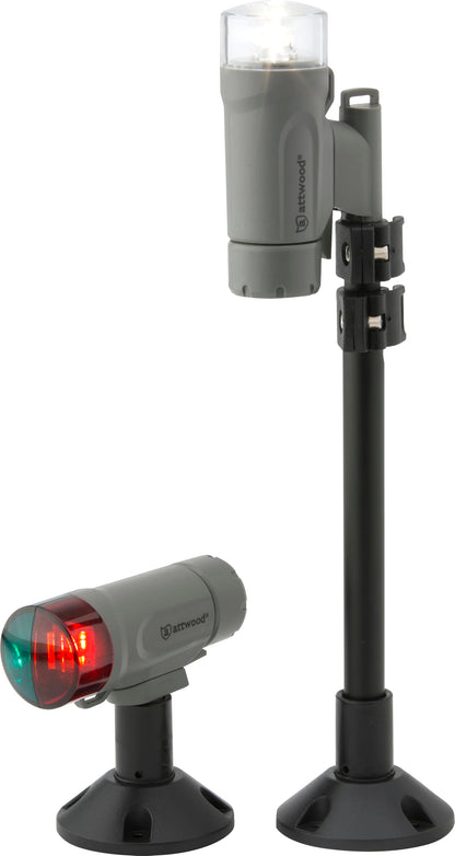 Attwood 14190-7 Water-Resistant Portable Clamp-On LED Light Kit with Marine Gray Finish attwood