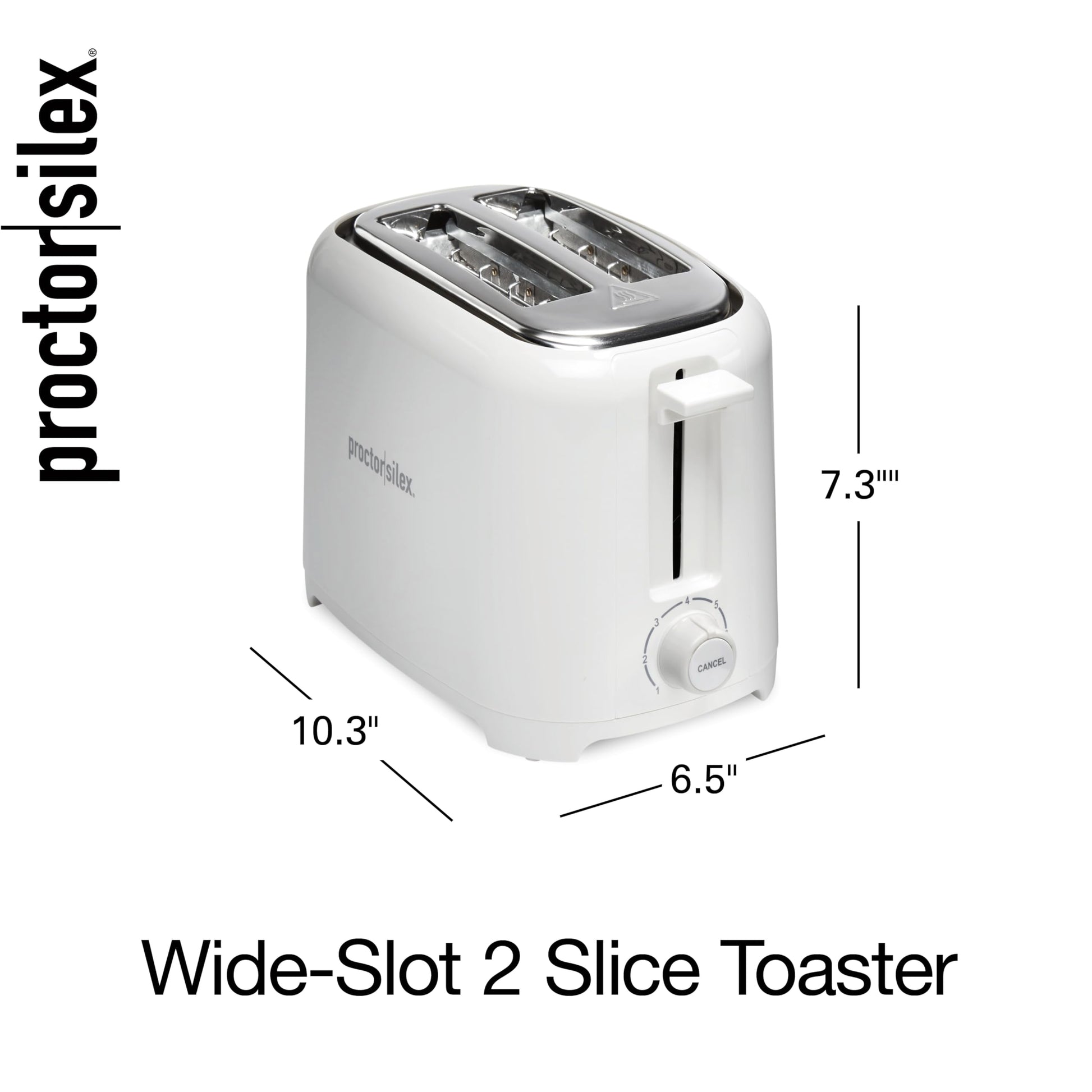 Proctor Silex 2-Slice Toaster, White, Extra-Wide Slot Toaster with Shade Selector, Cool Wall, Toast Boost, Auto Shutoff, Cancel Button, 22216G Proctor Silex