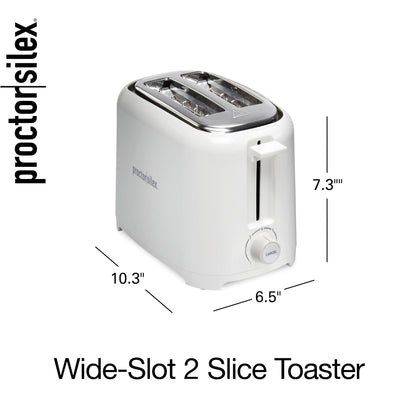 Proctor Silex 2-Slice Toaster, White, Extra-Wide Slot Toaster with Shade Selector, Cool Wall, Toast Boost, Auto Shutoff, Cancel Button, 22216G Proctor Silex