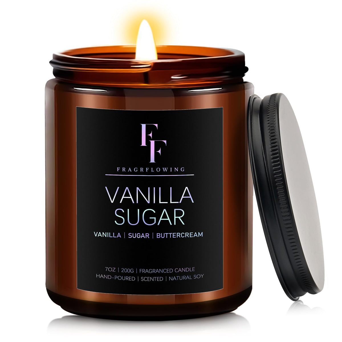 FF FRAGRFLOWING Vanilla Sugar Candle, Natural Soy Wax, 7 oz 🍁 All In One Marketplace Canada