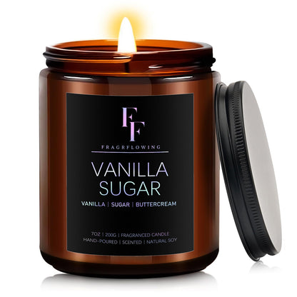 FF FRAGRFLOWING Vanilla Sugar Candle, Natural Soy Wax, 7 oz 🍁 All In One Marketplace Canada