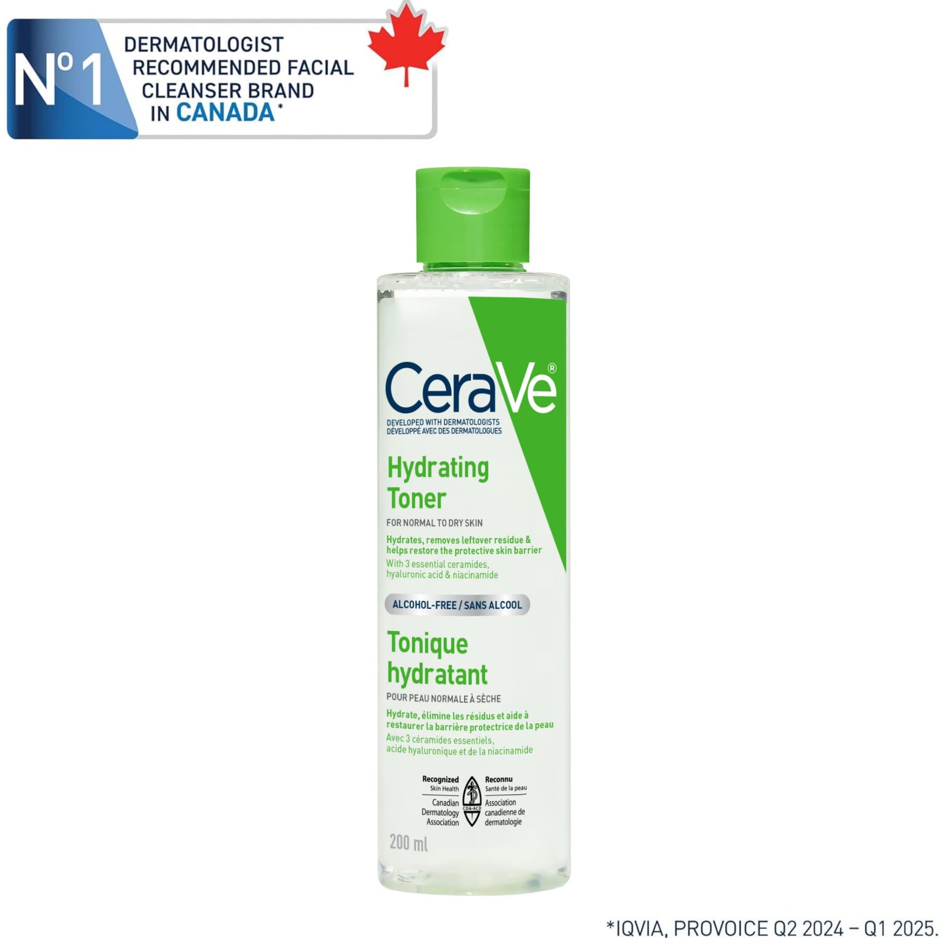 CeraVe Hydrating Toner for Face with Hyaluronic Acid, Niacinamide, and Ceramides for Sensitive Dry Skin | Alcohol-Free, Fragrance-Free, Non Comedogenic | Full Size, 200 mL - Available at All In One Marketplace Canada