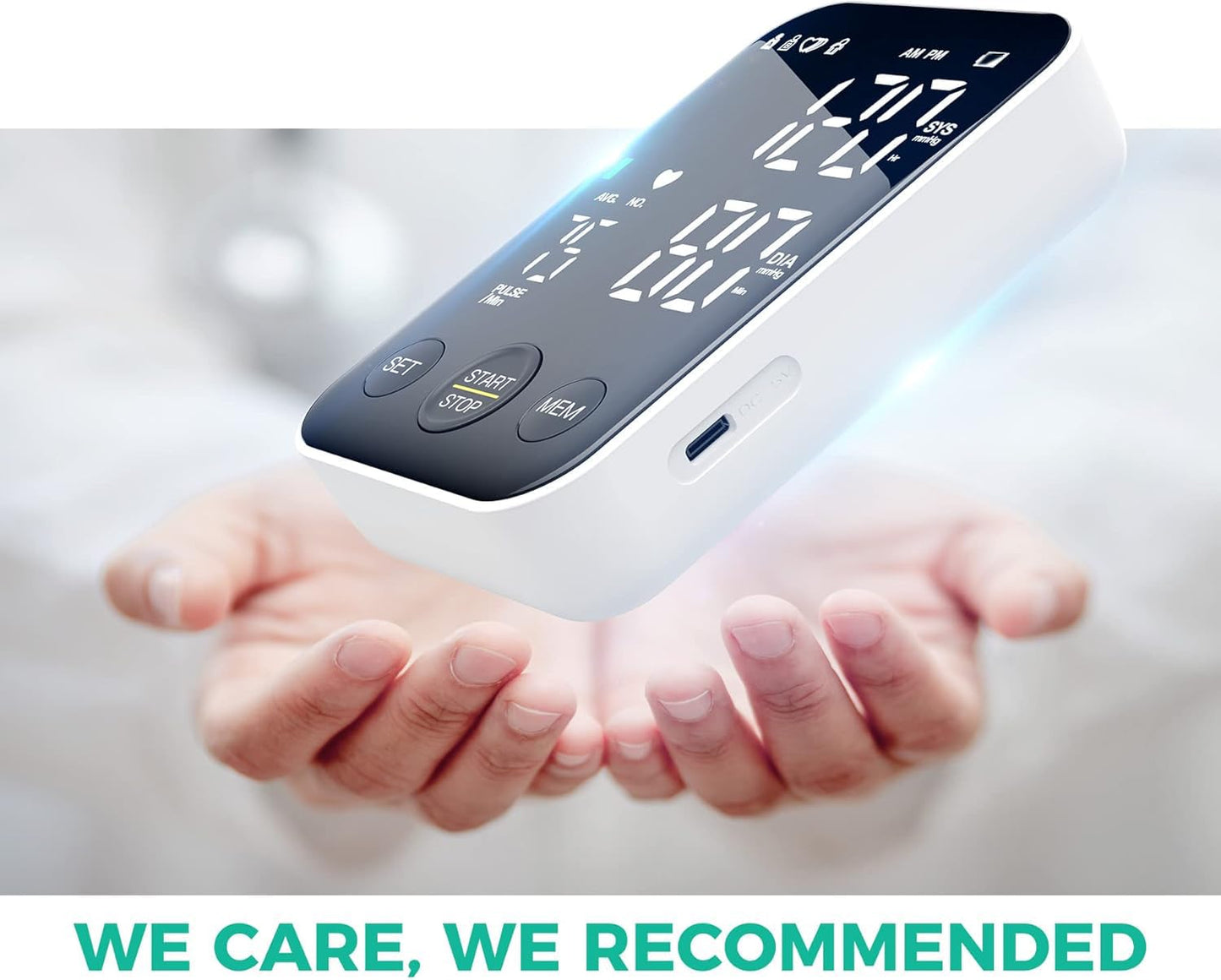 Blood Pressure Machine for Home Use Automatic Blood Pressure Monitor with 2x120 Reading Memory Adjustable Arm Cuff 8.7"-15.7" with Large LED Backlit Display Black - Available at All In One Marketplace Canada