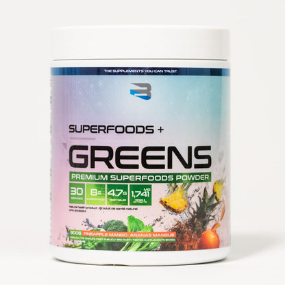 Believe Supplements Superfoods+Greens - Superfood Blend | Boost Energy, Immunity, and Digestion | Rich in Antioxidants & Essential Nutrients! (30 Servings (Pack of 1), Pineapple Mango) Believe Supplements