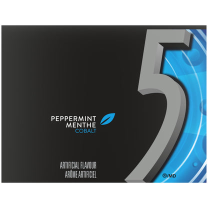 5 GUM, Peppermint-Cobalt Flavoured Sugar Free Chewing Gum, 15 Sticks, 10 Packs - Available at All In One Marketplace Canada