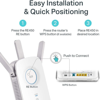TP-Link AC1750 WiFi Extender (RE450) - Up to 1750Mbps, Dual Band WiFi Repeater, Internet Booster, Extend WiFi Range Further TP-Link