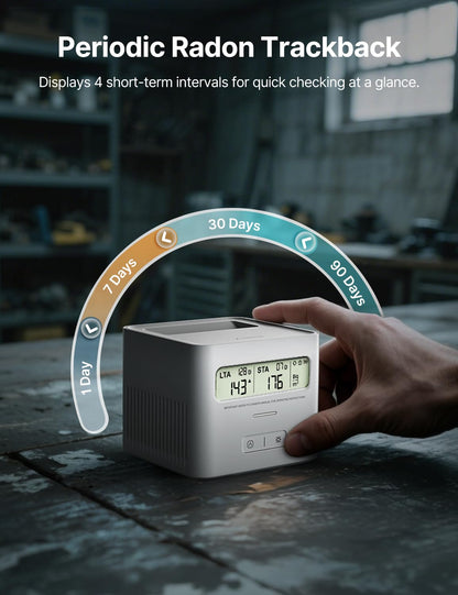 X-Sense Radon Detector for Home with LCD, Battery Powered, White - Available at All In One Marketplace Canada