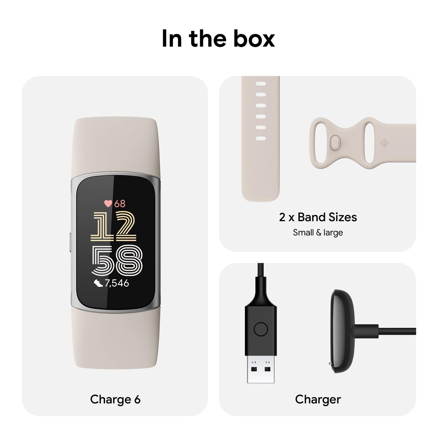 Google Fitbit Charge 6 Advanced Health and Fitness Tracker with Built-in GPS, Stress Management Tools, Sleep Tracking, 24/7 Heart Rate and more -- Silver/White