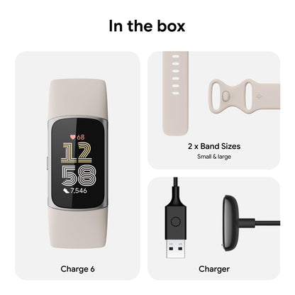 Google Fitbit Charge 6 Advanced Health and Fitness Tracker with Built-in GPS, Stress Management Tools, Sleep Tracking, 24/7 Heart Rate and more -- Silver/White