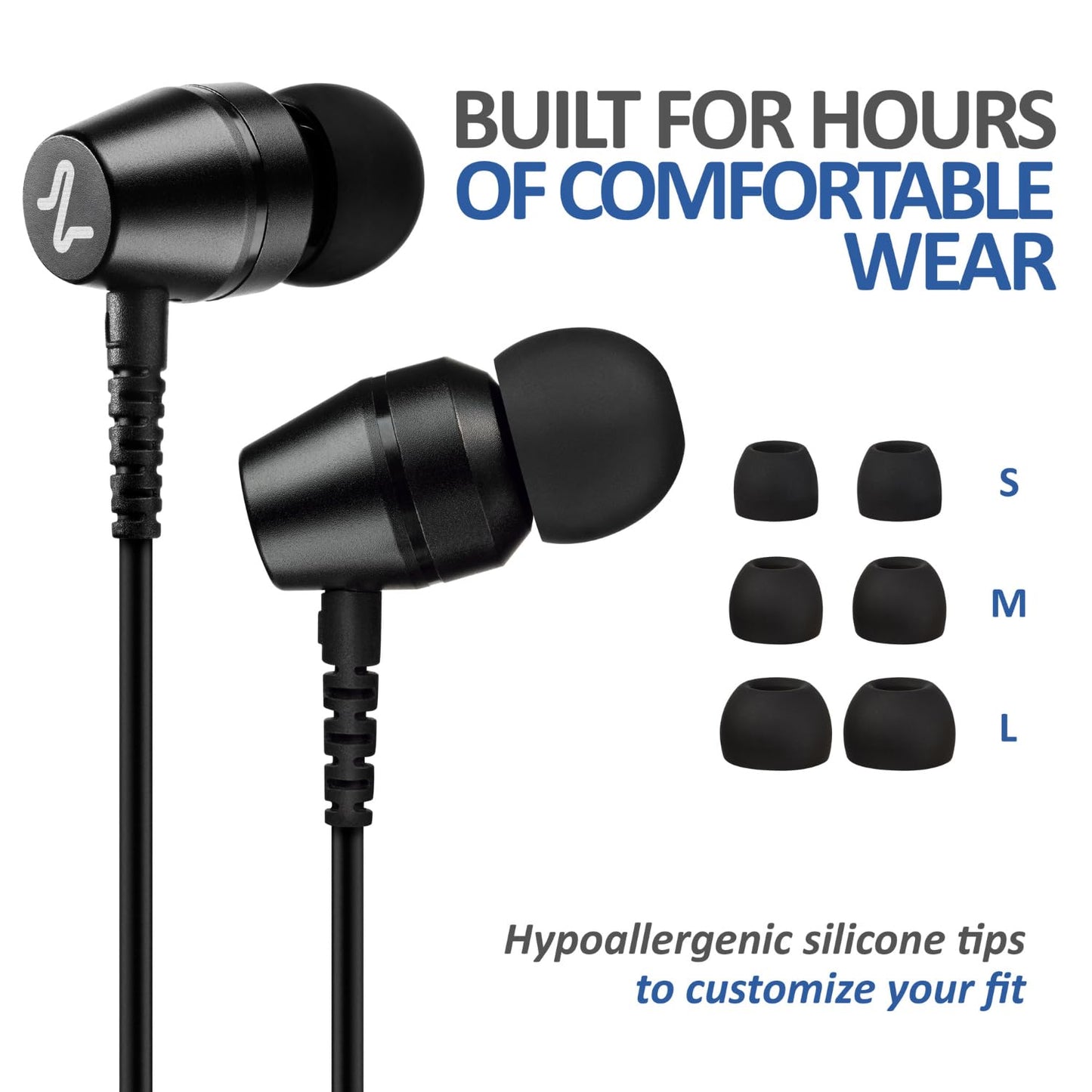LUDOS OMNITONE Wired Earbuds in-Ear Headphones, Earphones with Microphone, 5 Years Warranty, Noise Isolation Corded for 3.5mm Jack Ear Buds for iPhone, iPad, Samsung, Computer, Laptop, Gaming, Sports