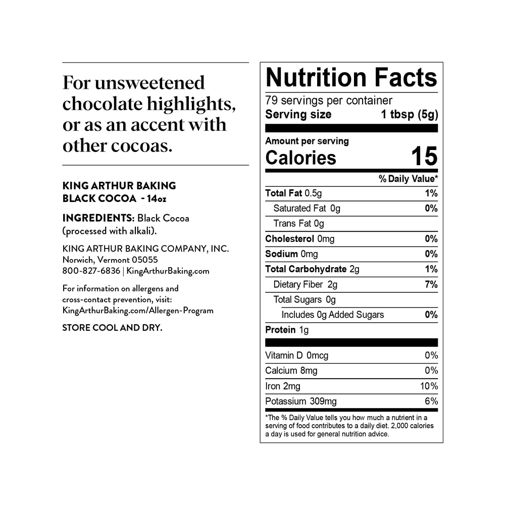 King Arthur Black Cocoa Powder – Dutch Processed for Rich Chocolate Baking – 14 oz
