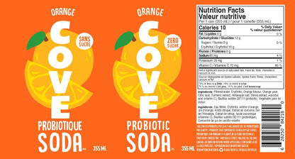 Orange Probiotic Soda Drink by Cove, Zero Sugar Healthy Soda Alt, 355ml, 12