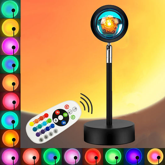 LEKEONE Sunset Lamp Projection, Sunset Night Light Rainbow Projector 180° 16 Color Changing 4 Modes, Vlog, Photography, Decorative, Party Decor, Gift for Wome(16 Colors) - Available at All In One Marketplace Canada