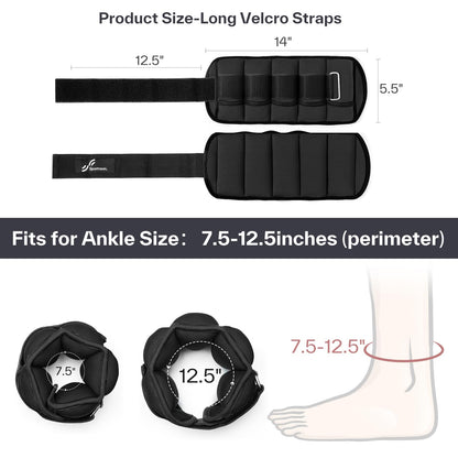 Sportneer Adjustable Ankle Weights 1 Pair 2 4 6 8 10 Lbs Leg Weight Straps for Women Men, Weighted Ankle Weights Set for Gym, Fitness, Workout, Walking, Jogging,1-5 lbs Each Ankle Weight, 1 Pair 2-10 lbs