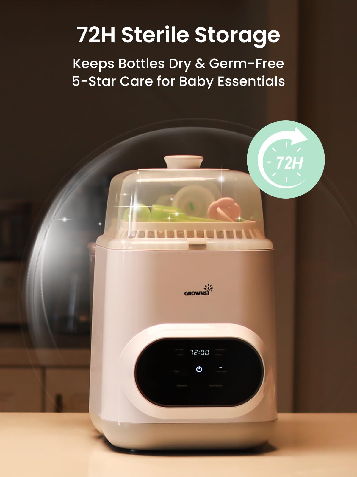 Grownsy EaseClean Bottle Washer Pro | All-in-One Bottle Washer and Sterilizer and Dryer | Baby Bottle Washer for Bottles, Pump Parts & Baby Essentials | Replaces Hand Washing - Available at All In One Marketplace Canada