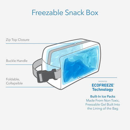 PackIt® Freezable Snack Box, Blue Sky, Built with ECOFREEZE® Technology, Collapsible, Reusable, Zip Closure with Buckle Handle, Designed for Work Snacks, Fresh Snacks On the Go, Adults, and All Ages