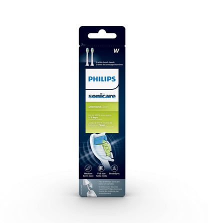Philips Sonicare W DiamondClean Brush Heads, 2-Pack, 6 Month Supply, White