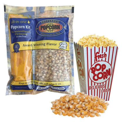 Preferred Popcorn 8oz All-in-One Butter Flavored Popcorn Kit - 24 Pack Case for Theatre Machines
