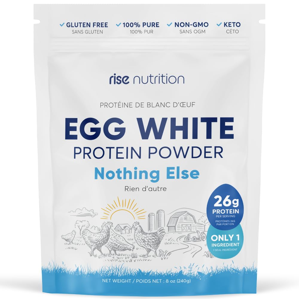 Rise Nutrition 100% Egg White Protein Powder – Pure, Single-Ingredient Formula – 8 oz (240g)