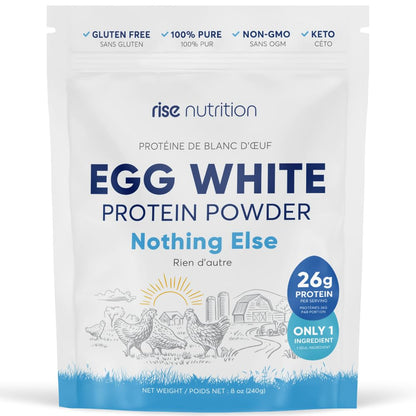 Rise Nutrition 100% Egg White Protein Powder – Pure, Single-Ingredient Formula – 8 oz (240g)