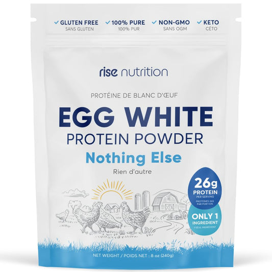 Rise Nutrition 100% Egg White Protein Powder – Pure, Single-Ingredient Formula – 8 oz (240g)