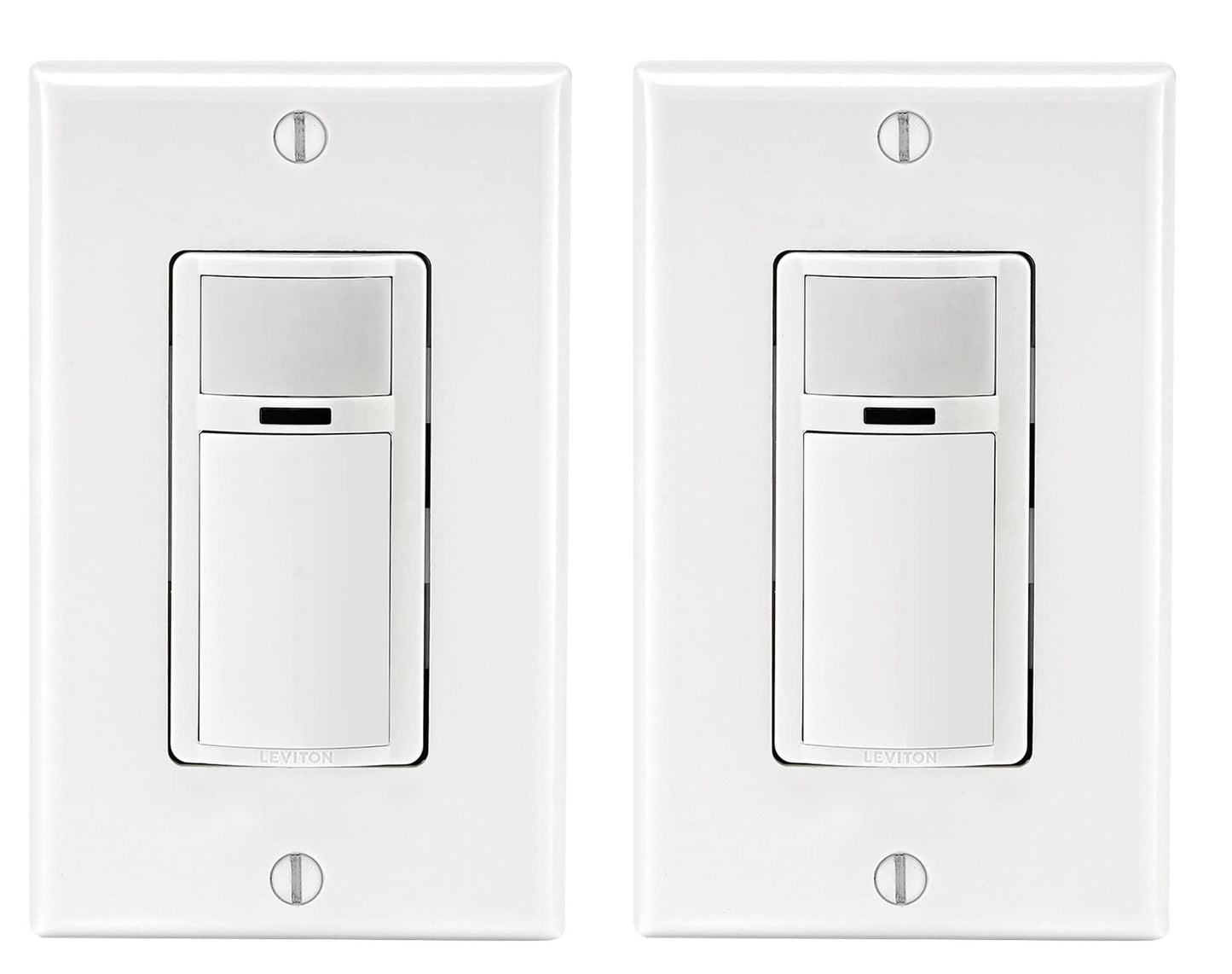 Leviton 2-Pack Decora Occupancy Motion Sensor Light Switch, Auto-On, 2A, Residential Grade, Single Pole, DOS02-2PK, White Leviton