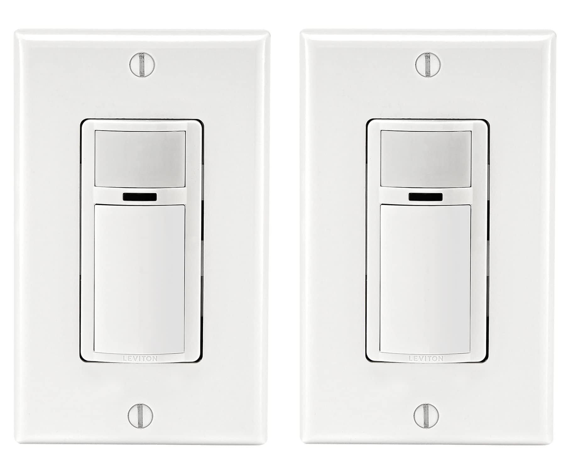 Leviton 2-Pack Decora Occupancy Motion Sensor Light Switch, Auto-On, 2A, Residential Grade, Single Pole, DOS02-2PK, White Leviton