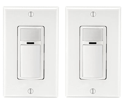 Leviton 2-Pack Decora Occupancy Motion Sensor Light Switch, Auto-On, 2A, Residential Grade, Single Pole, DOS02-2PK, White Leviton