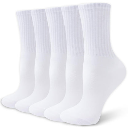 VoJoPi Crew Socks for Women, 5 Pairs Cotton Soft and Moisture Wicking Calf Socks Lightweight Work & Casual Wear, Size 5-10 - Available at All In One Marketplace Canada