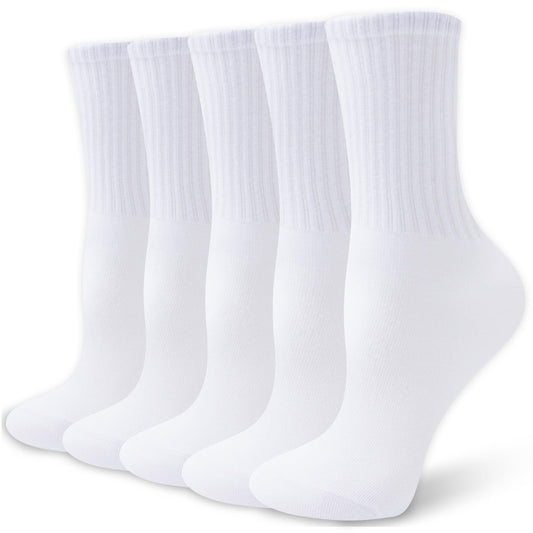 VoJoPi Crew Socks for Women, 5 Pairs Cotton Soft and Moisture Wicking Calf Socks Lightweight Work & Casual Wear, Size 5-10 - Available at All In One Marketplace Canada