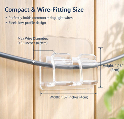 AFFAVON 40Pack Hooks for Outdoor String Lights,Heavy Duty Outdoor Light Clips, Self-Adhesive Weatherproof Wire Holders - Damage-Free Clear Hanging Clips for Christmas, Patio & Home Office 🍁 All In One Marketplace Canada