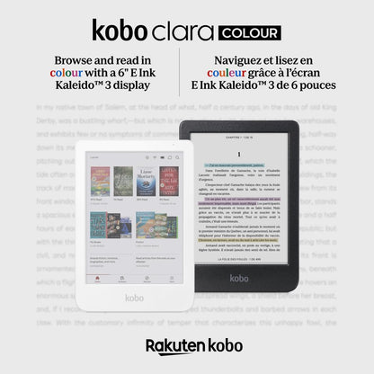 Kobo Clara Colour | Colour eReader | 6” Glare-Free Colour E Ink Kaleido 3 Display | Dark Mode Option | Waterproof | Audiobooks | 16GB of Storage (White)