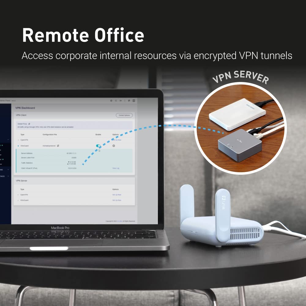 GL.iNet GL-MT3000 (Beryl AX) Pocket-Sized Wi-Fi 6 Wireless Router WiFi, Travel WiFi Router, Portable Internet Router & Wireless Access Point, VPN router for Public WiFi/Business/Moblie/RV/Cruise/Plane - Available at All In One Marketplace Canada