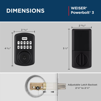 Weiser Powerbolt 3 x Daylon Combo Pack, Keyless Entry Door Lock/Deadbolt with Door Handle/Lever in Matte Black, 10-Button Keypad Door Lock, Electronic Door Locks for Front Door 🍁 All In One Marketplace Canada