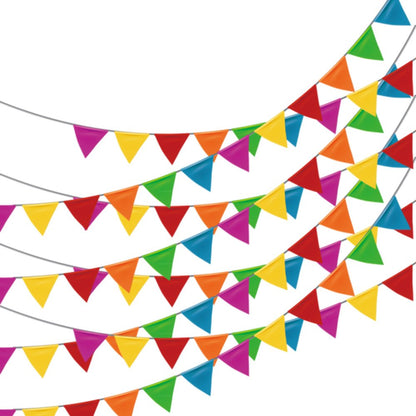 LOOPJOYGAME 250pcs Multicolor Pennant Flags, 263Ft Nylon Fabric Decorations Grand Opening Banner Rope