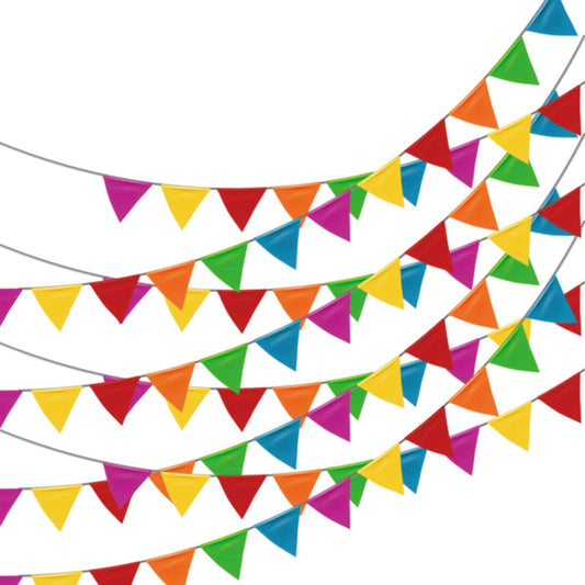 LOOPJOYGAME 250pcs Multicolor Pennant Flags, 263Ft Nylon Fabric Decorations Grand Opening Banner Rope