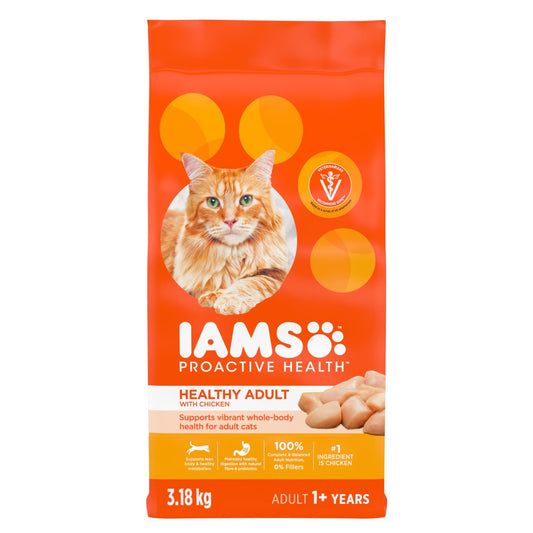 IAMS Proactive Health Healthy Adult Dry Cat Food – Chicken – 3.18KG (7LB) Bag