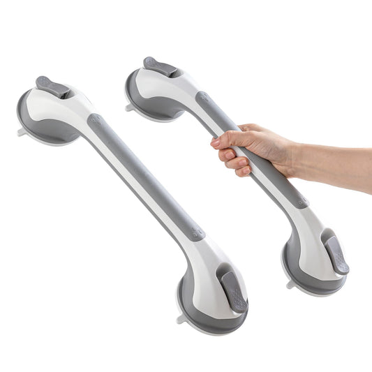 TAILI Shower Suction Cup Grab Bar Bathtubs Handrails for Seniors Elderly, No Drilling Waterproof, Grey, 2 Pack, 16 Inch - Available at All In One Marketplace Canada