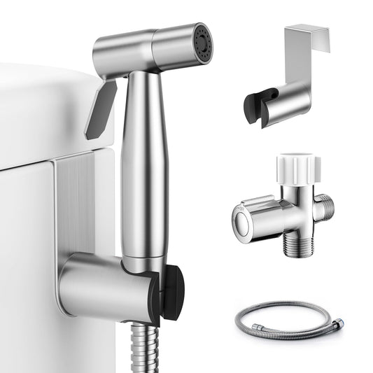 Fekivasy Handheld Bidet Sprayer for Toilet, Muslim Shower Bidet Attachment for Toilet, Adjustable Water Pressure with Bidet Hose for Feminine Wash, Bidet Faucet Cloth Diaper Sprayer for Baby Wash