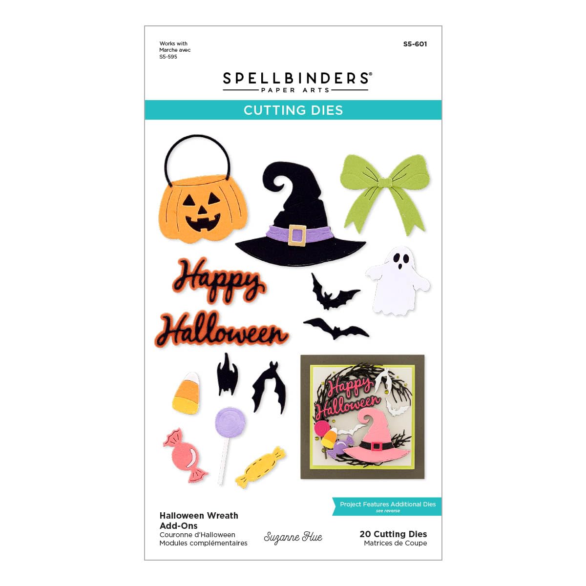 Matrices de découpe Spellbinders Halloween Wreath Add-Ons par Suzanne Hue, métal