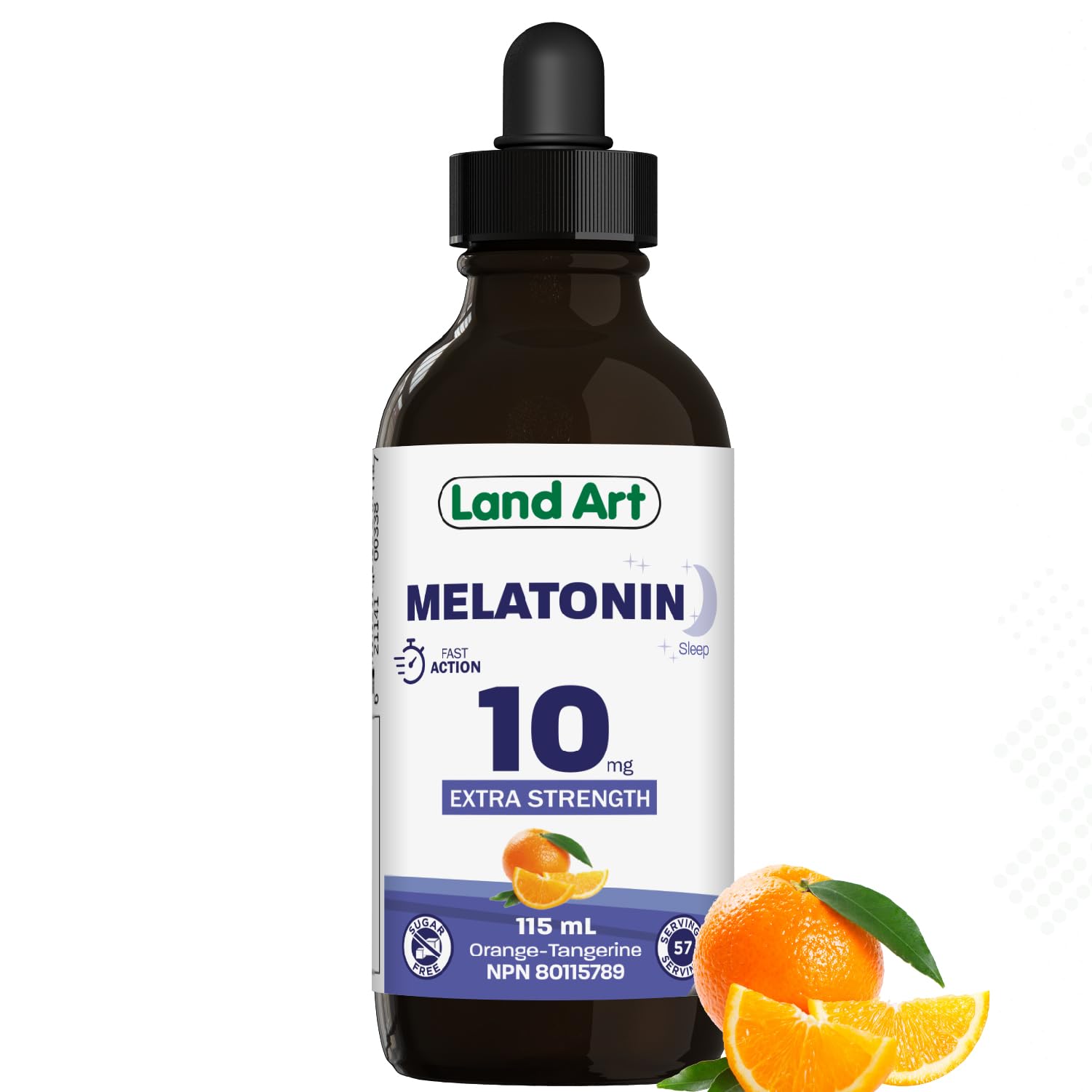 Melatonin, 10 mg, Sugar Free, Sleep Aid, Orange, 115 ml Land Art