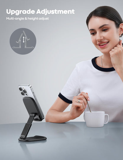 Lamicall Foldable Phone Stand for Desk - Height Adjustable Cell Phone Holder Portable Cellphone Cradle Desktop Dock Mom Gift Compatible with iPhone 14 15 16 17 Pro Max Plus Air, S24 S25 Ultra, 4-8"