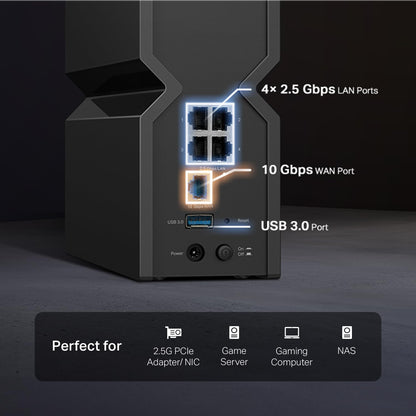 TP-Link Tri-Band BE9700 WiFi 7 Router (Archer BE550 Pro)- 1 × 10G + 4 × 2.5G, USB 3.0, 6 Internal Antennas, VPN Clients & Server 6GHz Band, Easy-Mesh, HomeShield, MLO, Private IOT 🍁 All In One Marketplace Canada