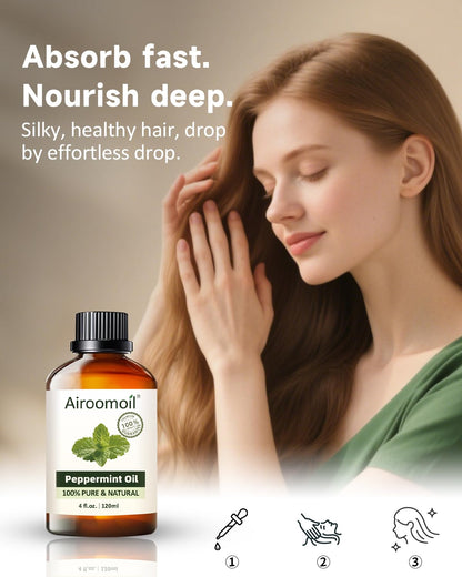 Airoomoil Peppermint Essential Oil 4 fl oz (120 mL) for Diffusers & Aromatherapy, with Glass Dropper, Fresh Minty Scent 🍁 All In One Marketplace Canada
