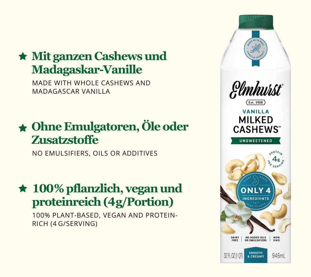 Elmhurst Unsweetened Cashew Milk 6-Pack (946 mL each)