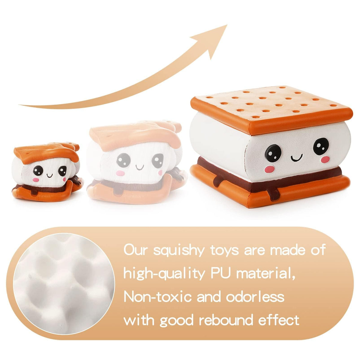 Anboor Slow Rising Smores Cake Chocolate Sandwich Biscuit Cookies Pizza Kawaii Soft Slow Rising Scented Food Bread Slow Rising Stress Relief Kid Toys Children's Day Present 🍁 All In One Marketplace Canada