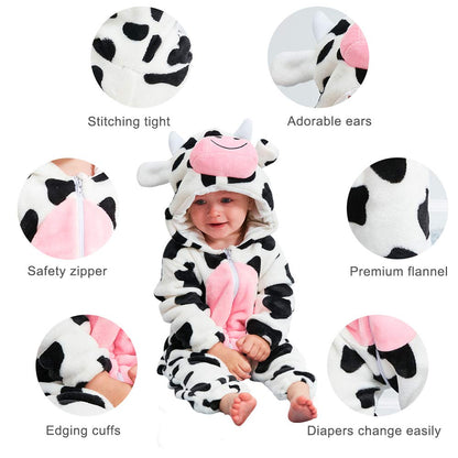 MICHLEY Unisex Baby Romper Winter Animal Cosplay Jumpsuit Outfit, Cow, 2-3T 🍁 All In One Marketplace Canada