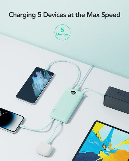 VRURC Portable Charger with Built-in Cables, 10000mAh Power Bank