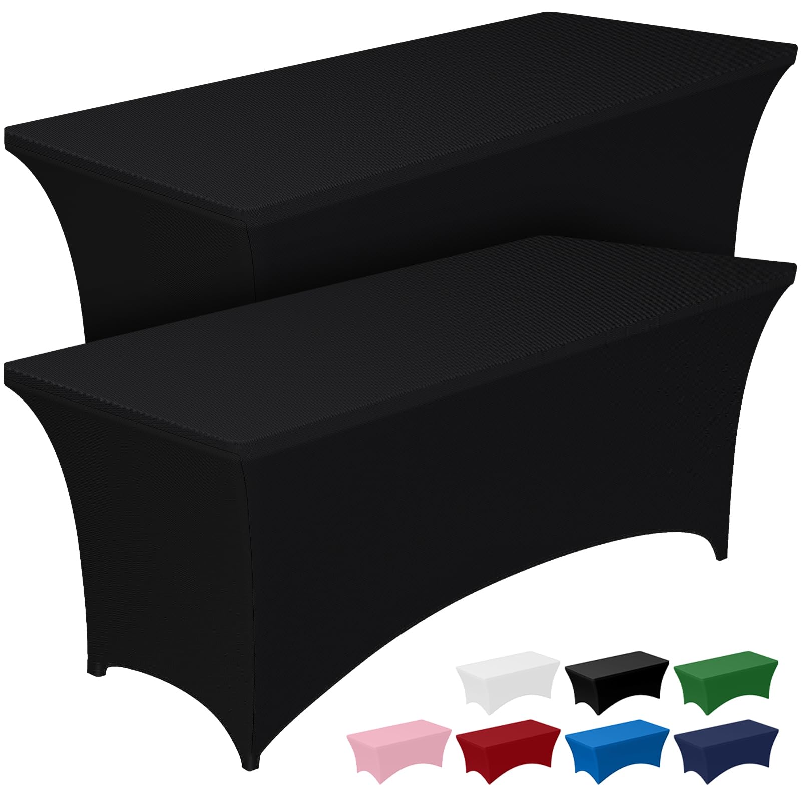 Pureegg Spandex Tablecloth 6ft - 2 Pack, Fitted and Tight Table Cloth for Rectangular Table, Wrinkle-Free and Stretch Table Cover for Party, Wedding, and Banquet, Black, 72" L x 30" W x 30" H - Available at All In One Marketplace Canada