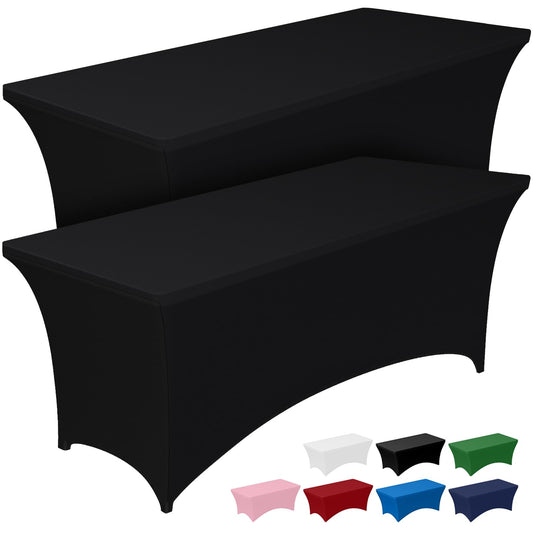 Pureegg Spandex Tablecloth 6ft - 2 Pack, Fitted and Tight Table Cloth for Rectangular Table, Wrinkle-Free and Stretch Table Cover for Party, Wedding, and Banquet, Black, 72" L x 30" W x 30" H - Available at All In One Marketplace Canada